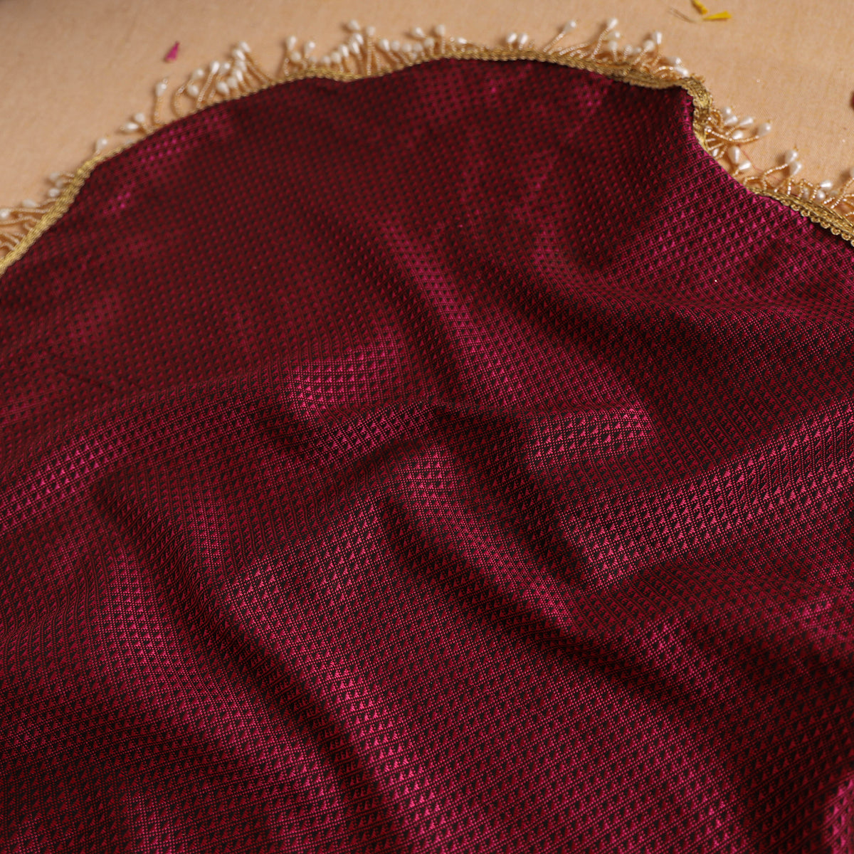 Handcrafted Lace Bead Work Pooja Thali Cover 47