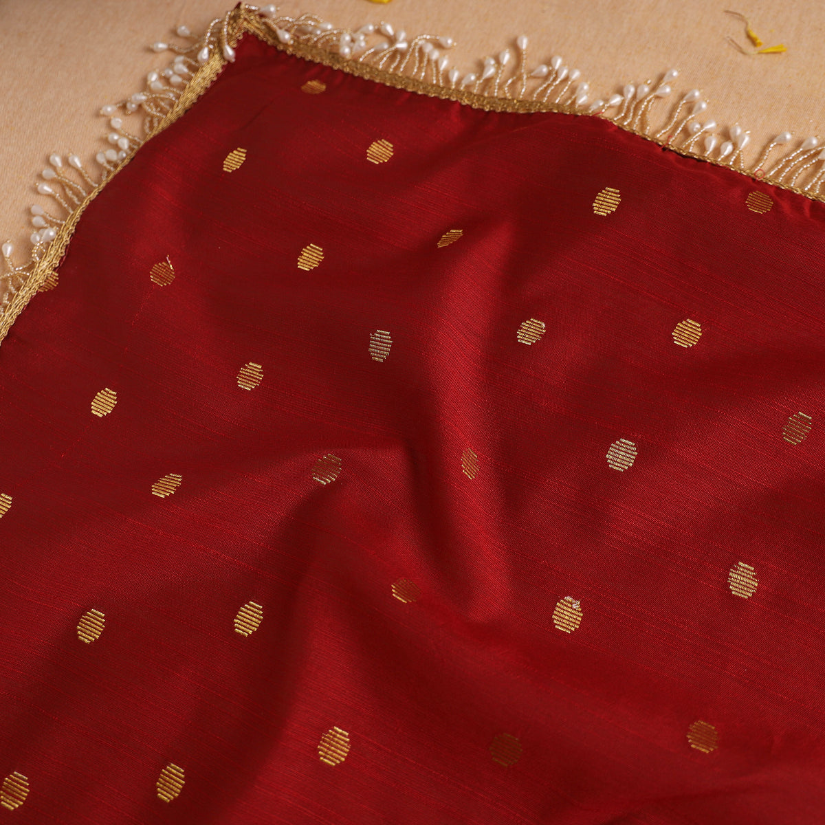 Handcrafted Lace Bead Work Pooja Thali Cover 05
