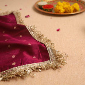 Handcrafted Lace Sequin Work Pooja Thali Cover 07