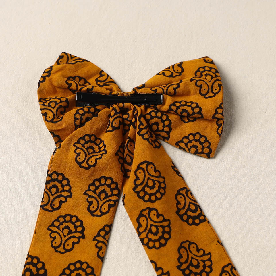 Yellow Handmade Fabric Bow Hair Clip