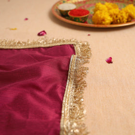 Pink - Handcrafted Lace Sequin Work Pooja Thali Cover 13