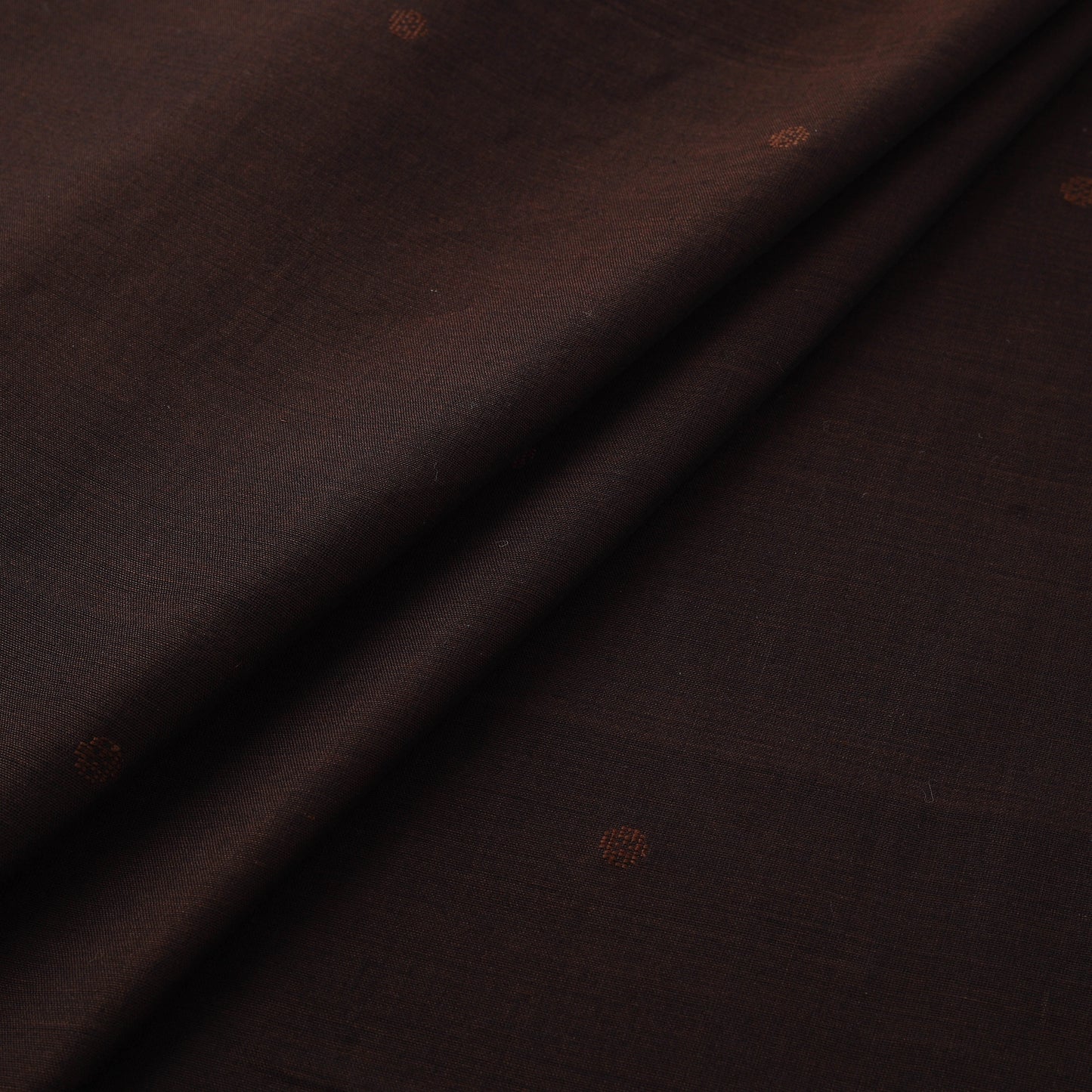 Brown - Handloom Thread Buti Mercerised Cotton Chanderi Fabric 04