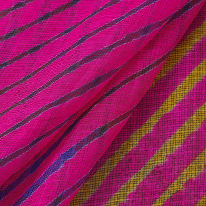 Pink - Leheriya Tie-Dye Kota Doria Silk Fabric 71