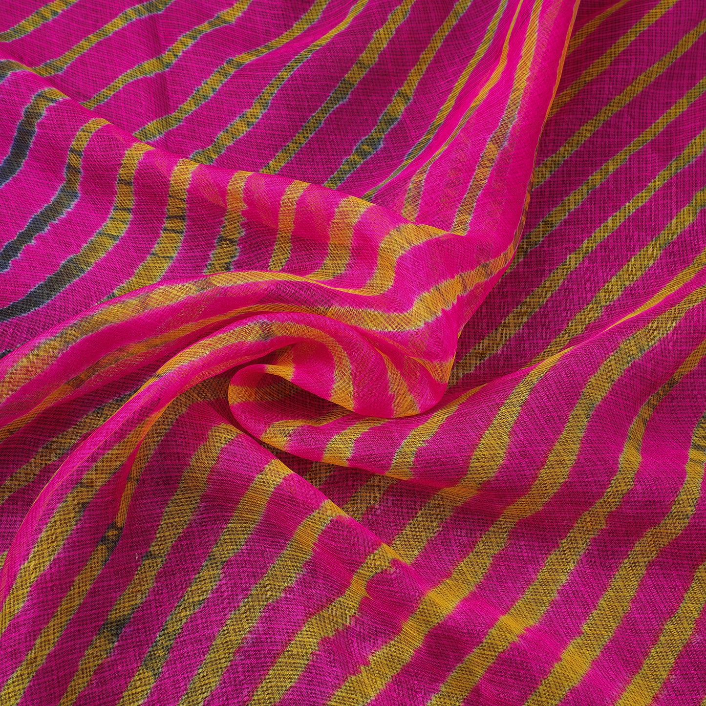 Pink - Leheriya Tie-Dye Kota Doria Silk Fabric 71