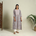 Buy Multicolor Block Print Cotton A-Line Sanganeri Kurta