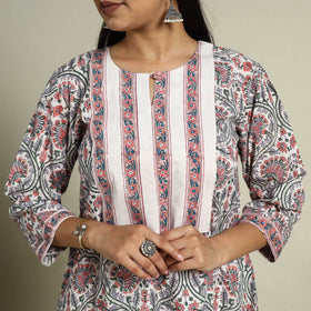 Buy Multicolor Block Print Cotton A-Line Sanganeri Kurta