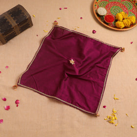 Purple - Handcrafted Lace Gota Work Pooja Thali Cover 17