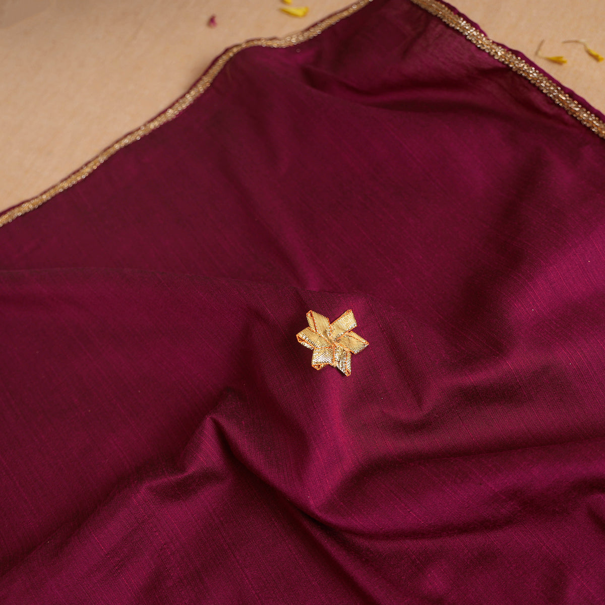 Purple - Handcrafted Lace Gota Work Pooja Thali Cover 17