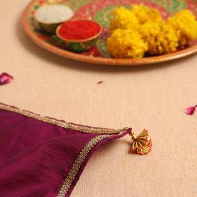 Purple - Handcrafted Lace Gota Work Pooja Thali Cover 17