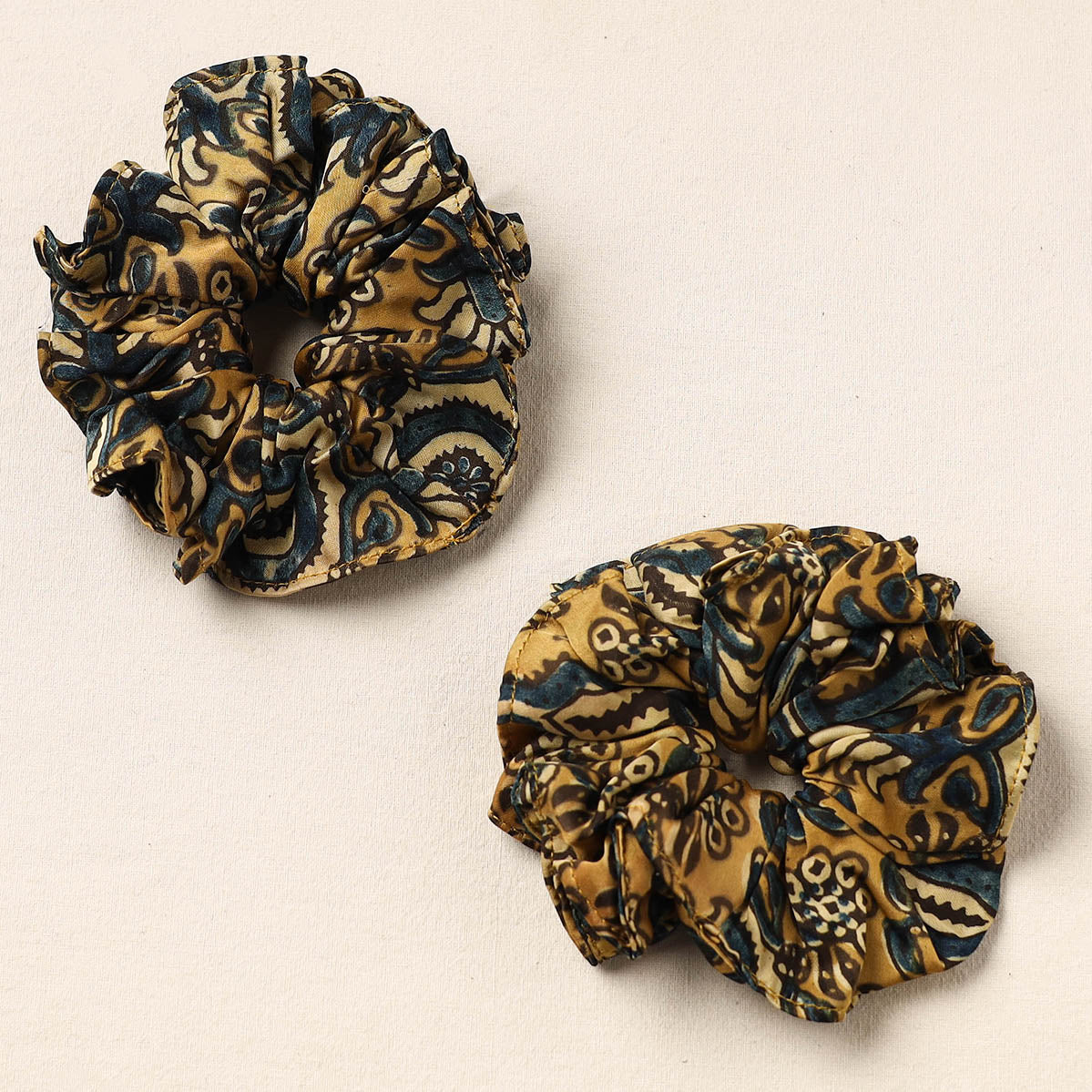 Yellow - handmade cotton rubber bands/scrunchies (set of 2)