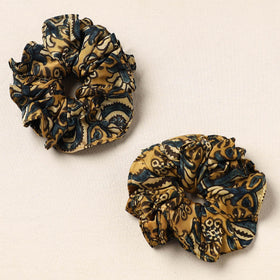 Yellow - handmade cotton rubber bands/scrunchies (set of 2)