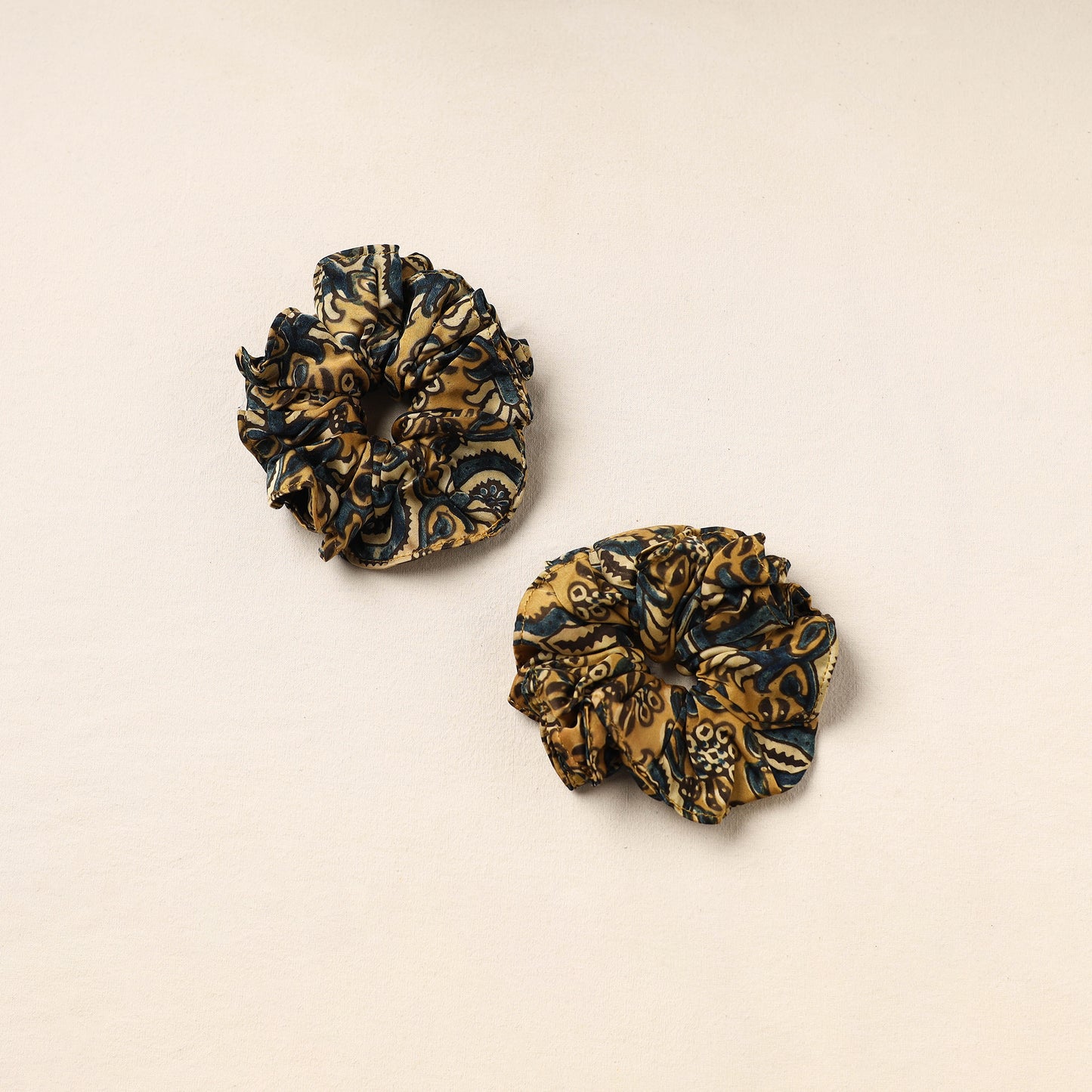 Yellow - handmade cotton rubber bands/scrunchies (set of 2)