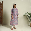 Multicolor - Block Print Cotton A-Line Sanganeri Kurta 04