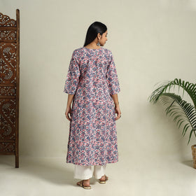 Multicolor - Block Print Cotton A-Line Sanganeri Kurta 04