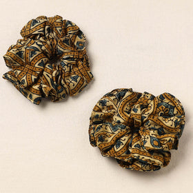 Brown - handmade cotton rubber bands/scrunchies (set of 2)