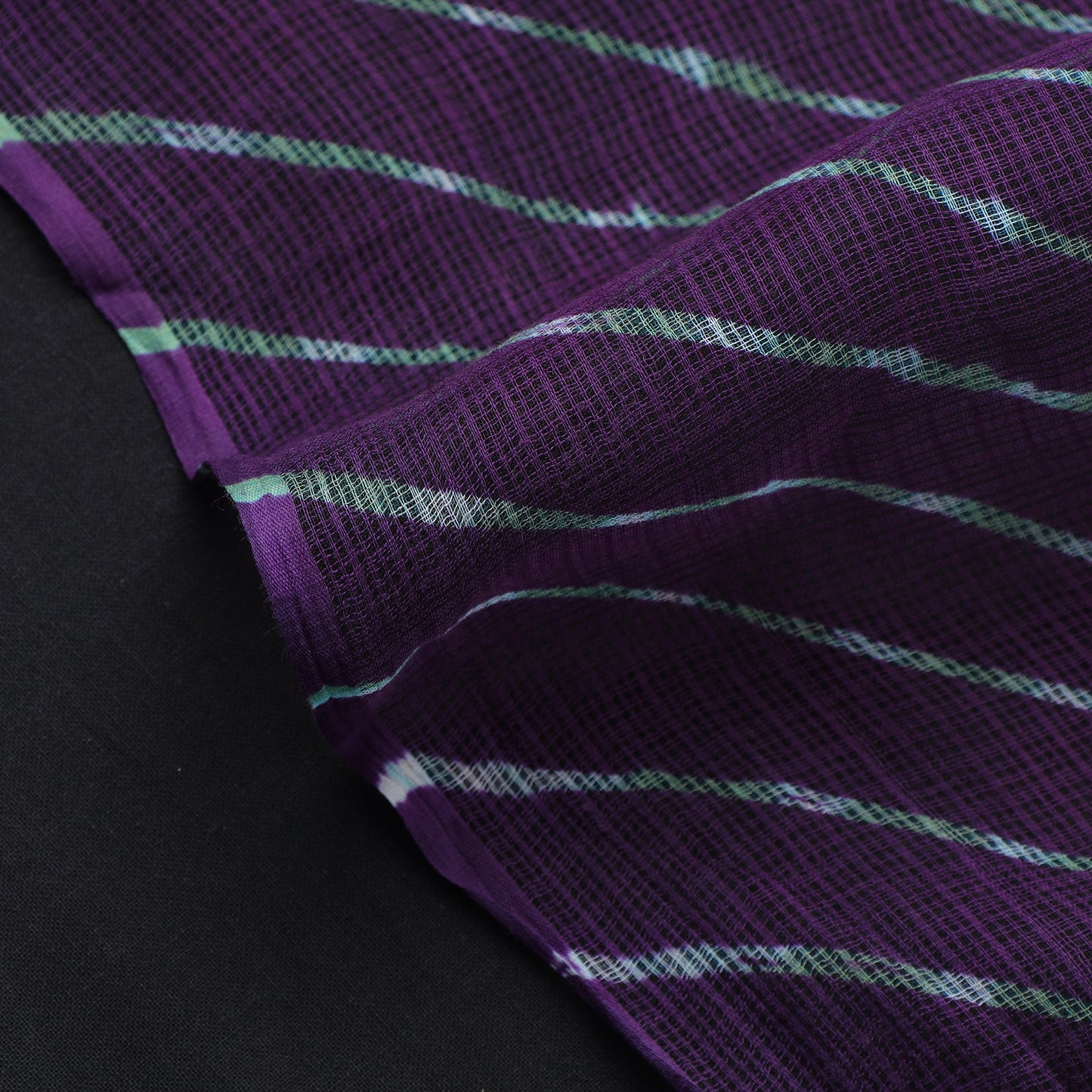 Purple - Leheriya Tie-Dye Kota Doria Cotton Fabric 79