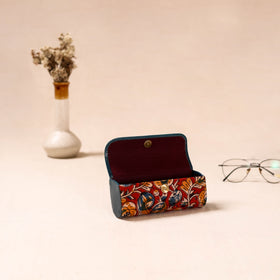 Embossed Leather Flap Kalamkari Spectacle Case by Asalkaar 03