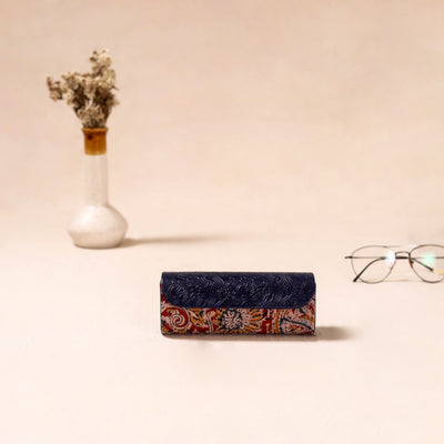 Embossed Leather Flap Kalamkari Spectacle Case by Asalkaar 06