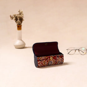 Embossed Leather Flap Kalamkari Spectacle Case by Asalkaar 06