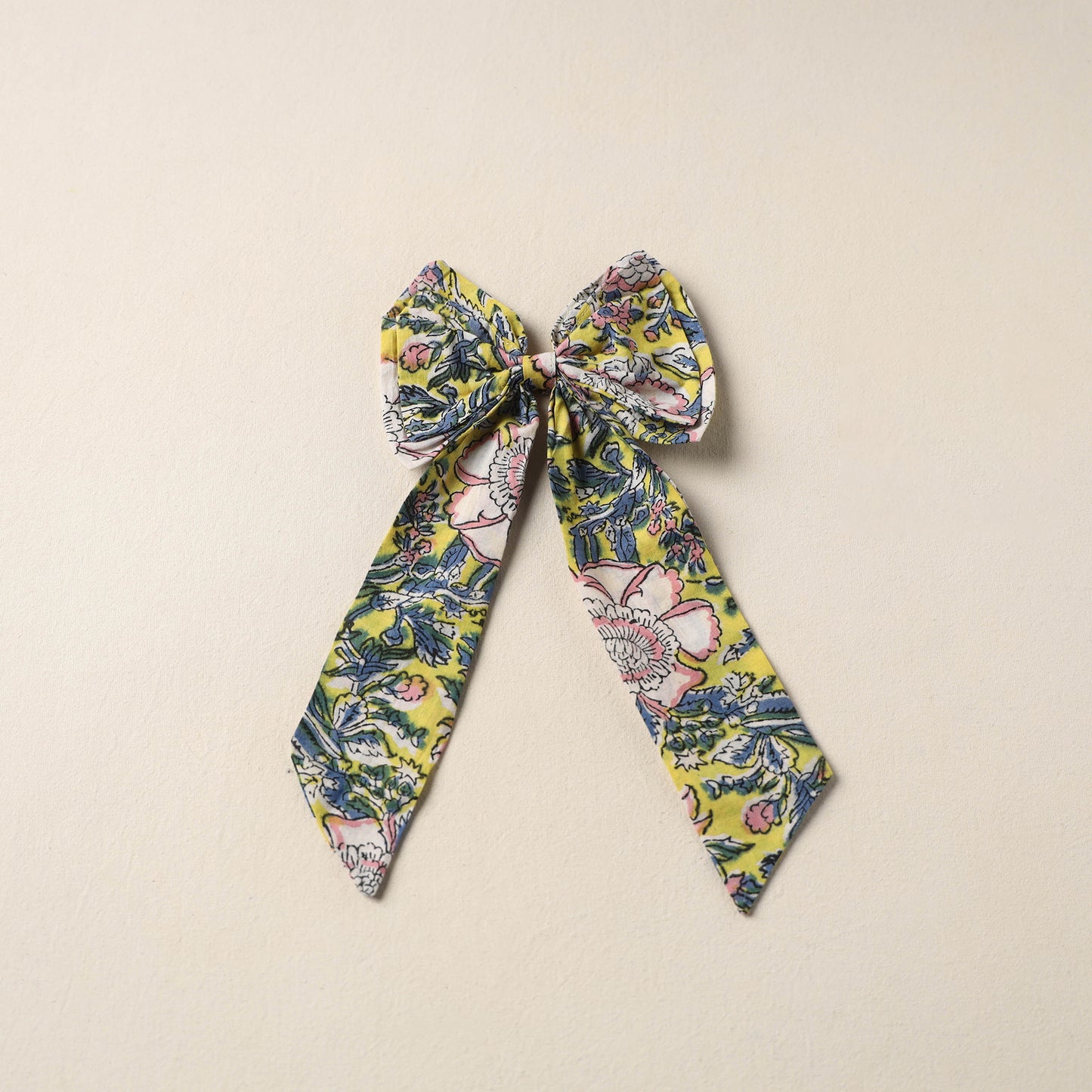 Yellow Handmade Fabric Bow Hair Clip