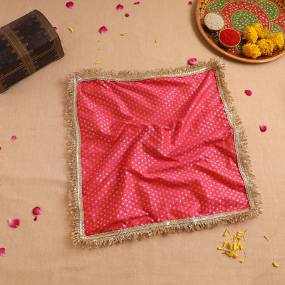 Handcrafted Lace Sequin Work Pooja Thali Cover 28