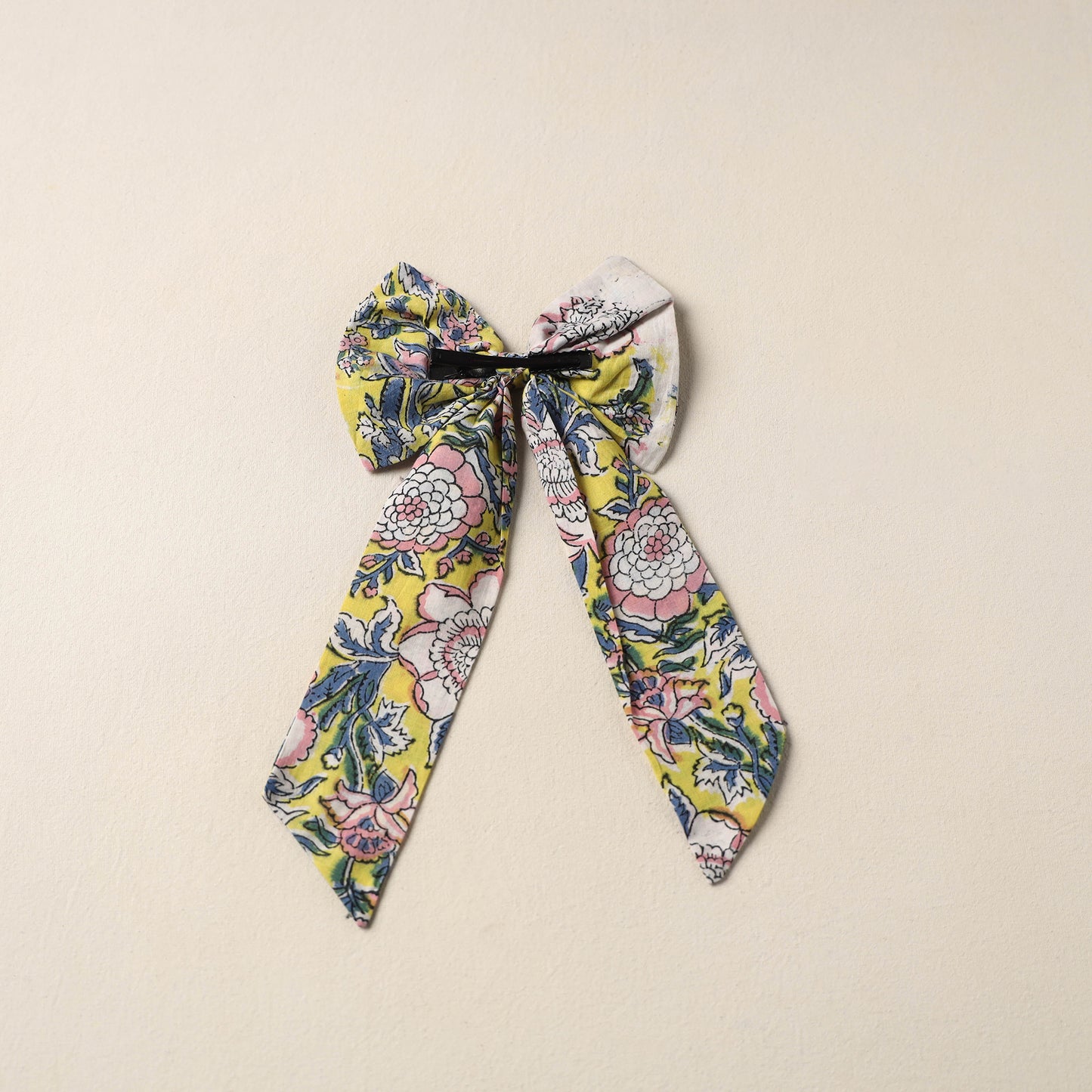 Yellow Handmade Fabric Bow Hair Clip