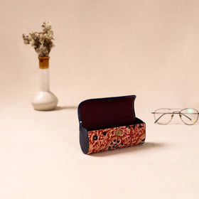 Embossed Leather Flap Kalamkari Spectacle Case by Asalkaar 10