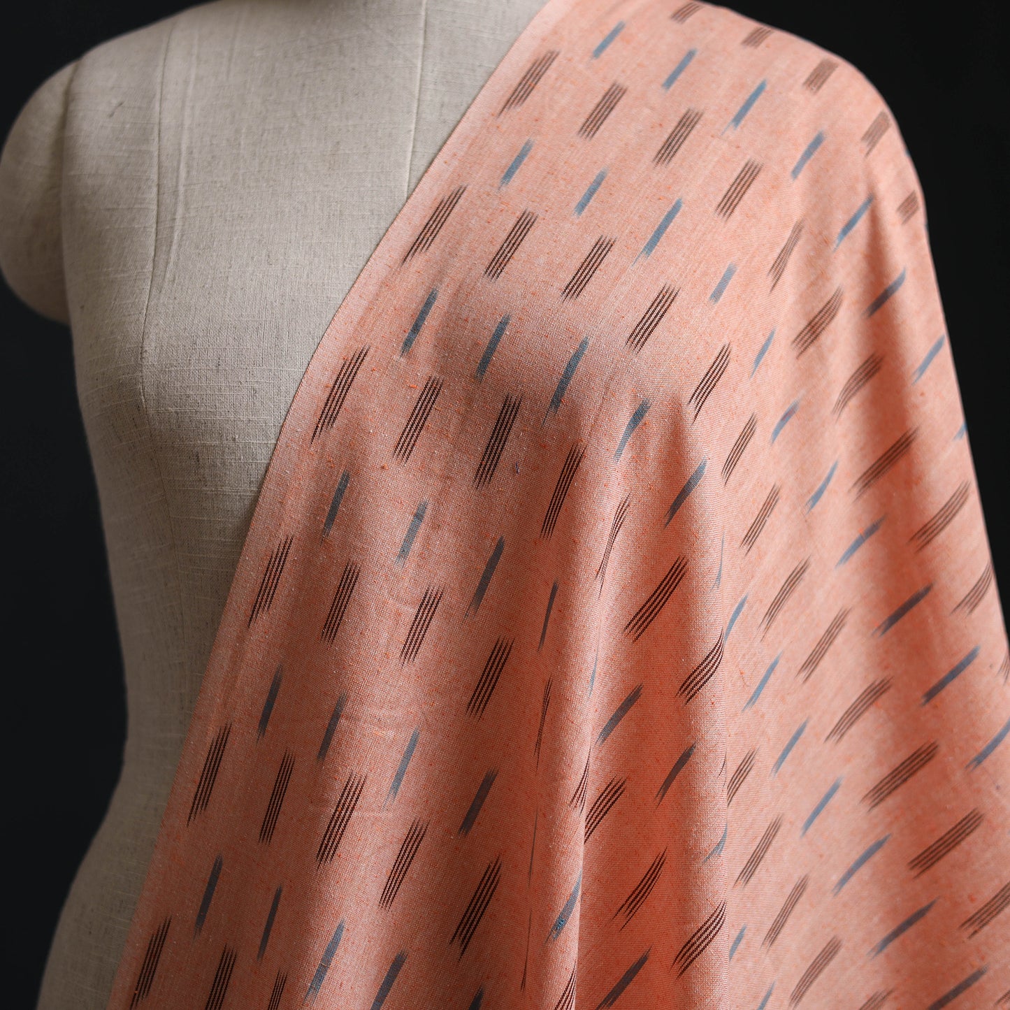 Peach - Pochampally Ikat Weave Cotton Fabric 11