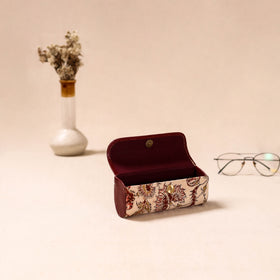 Embossed Leather Flap Kalamkari Spectacle Case by Asalkaar 11