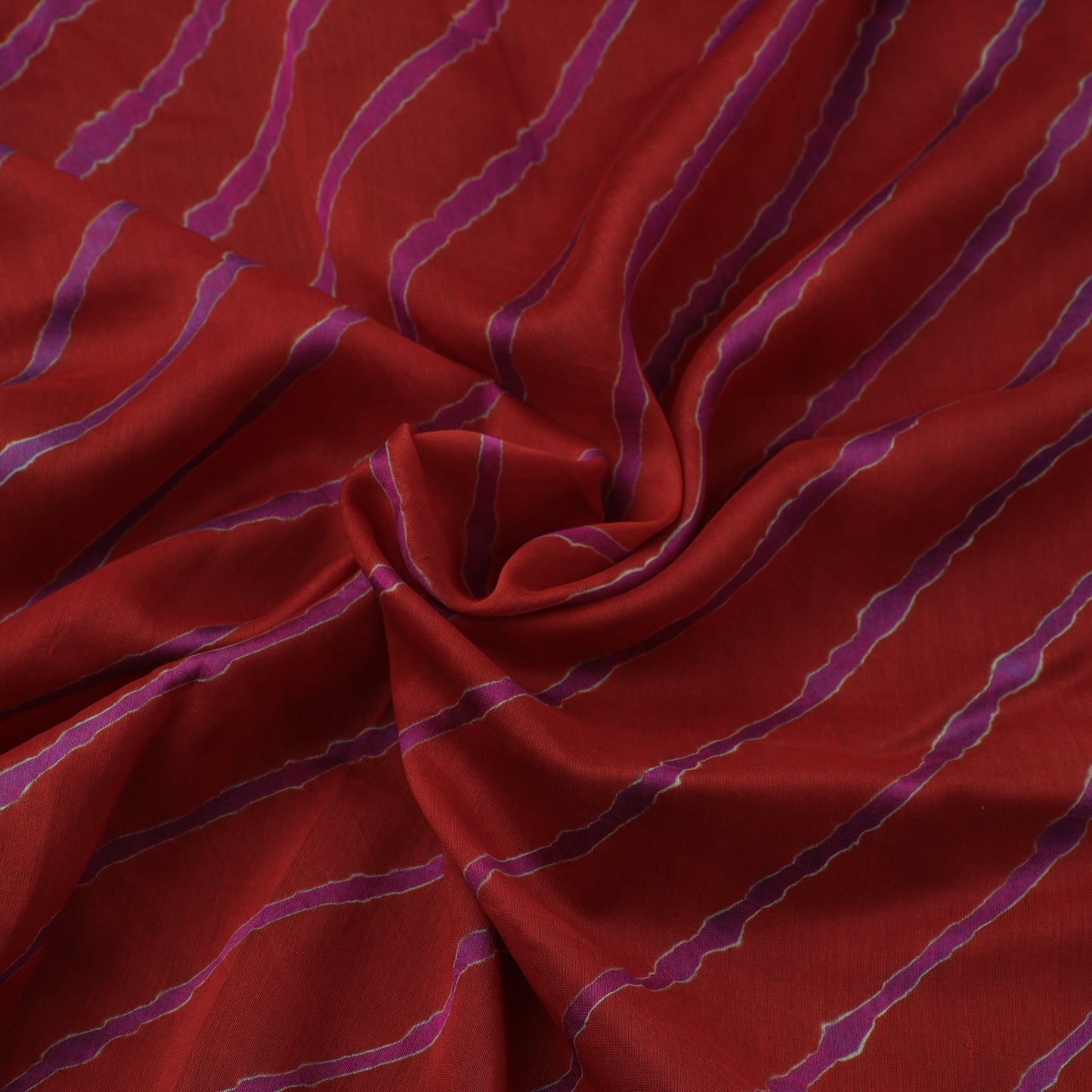 Dark Red - Leheriya Tie-Dye Chanderi Silk Fabric 86