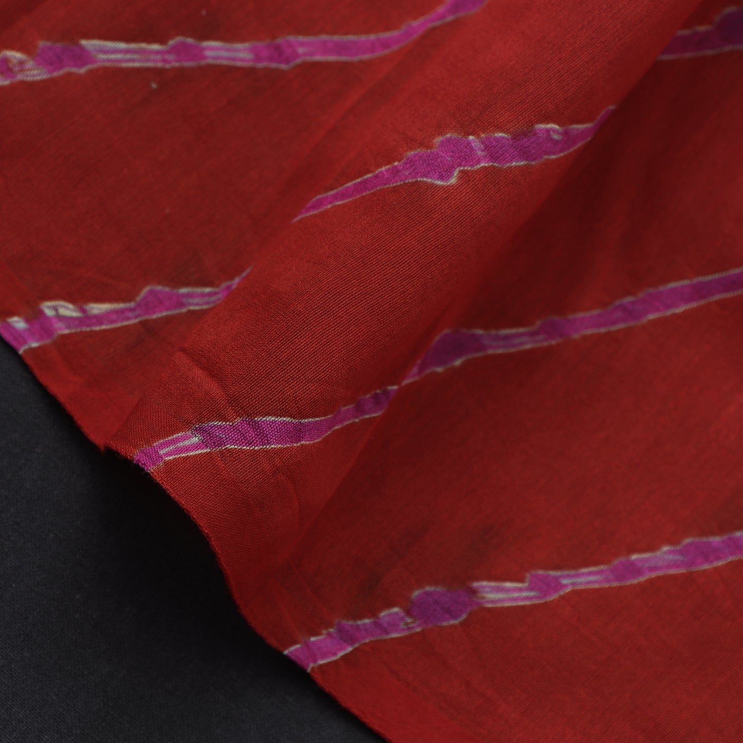 Dark Red - Leheriya Tie-Dye Chanderi Silk Fabric 86