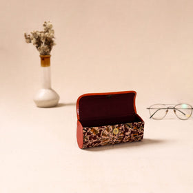 Embossed Leather Flap Kalamkari Spectacle Case by Asalkaar 21