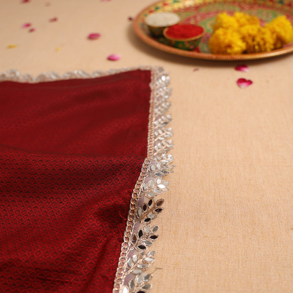 Handcrafted Lace Work Pooja Thali Cover 45
