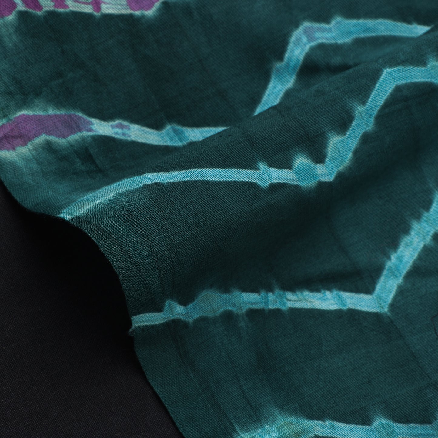 Dark Green - Leheriya Tie-Dye Chanderi Silk Fabric 89