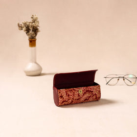 Embossed Leather Flap Kalamkari Spectacle Case by Asalkaar 24