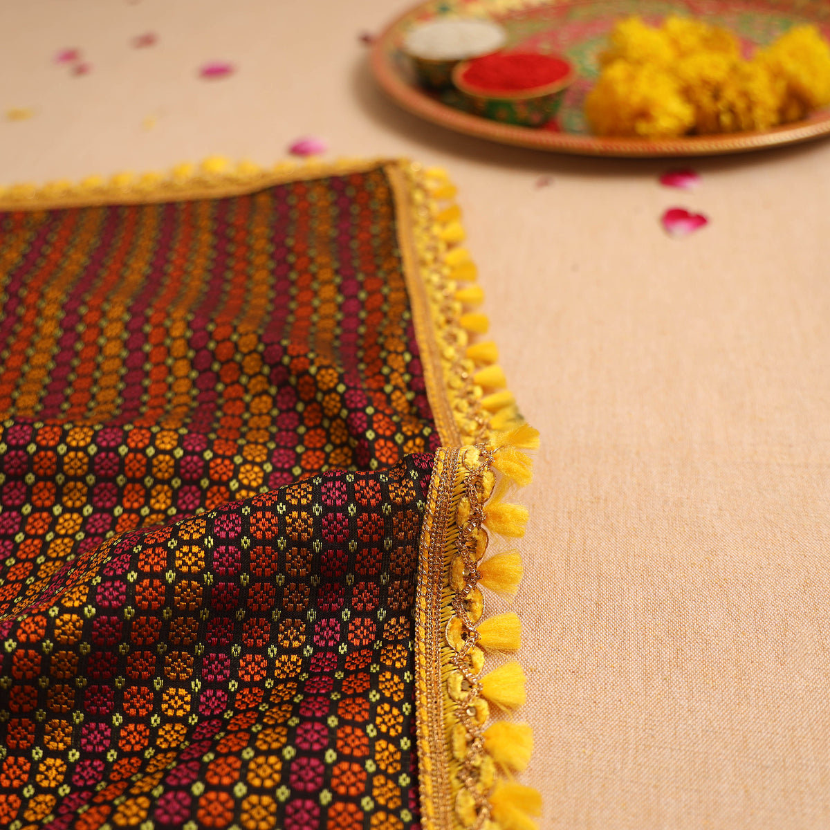 Handcrafted Lace Work Pooja Thali Cover 46