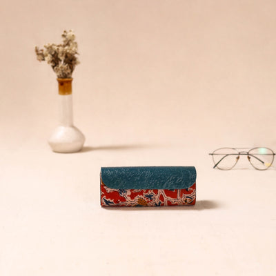 Embossed Leather Flap Kalamkari Spectacle Case by Asalkaar 26