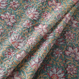 Green - handloom chanderi silk sanganeri fabric 04