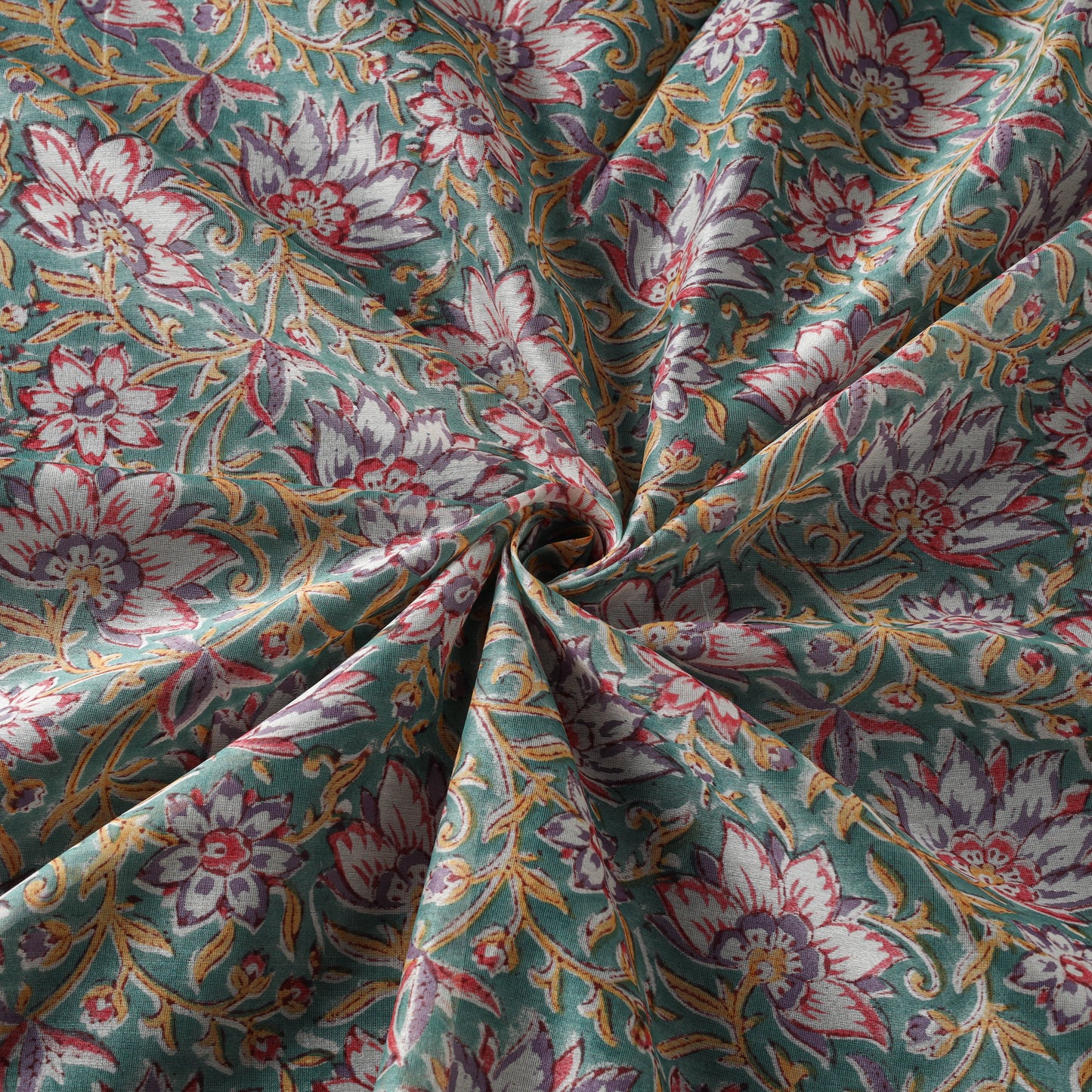 Green - handloom chanderi silk sanganeri fabric 04