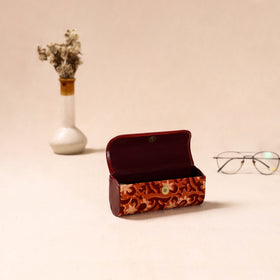 Embossed Leather Flap Kalamkari Spectacle Case by Asalkaar 33