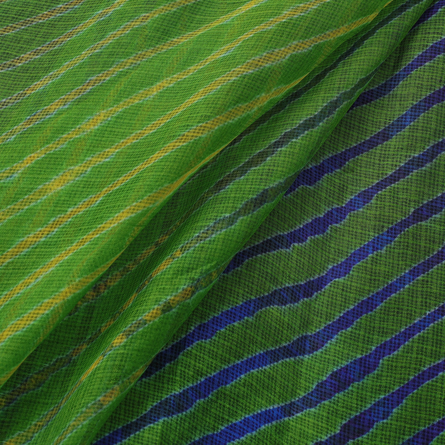 Green - Leheriya Tie-Dye Kota Doria Silk Fabric 96
