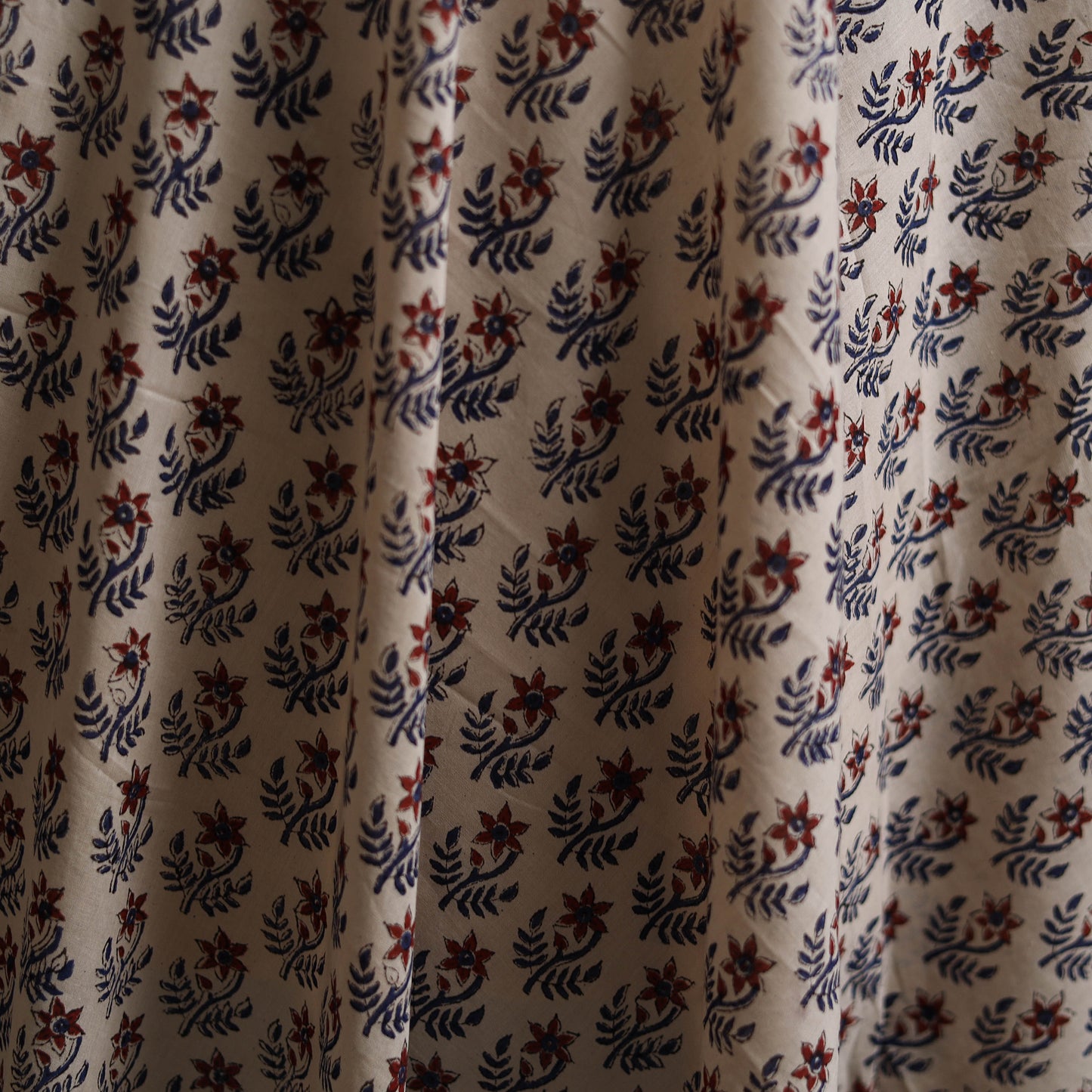 Bagru Hand Block Print Natural Dyed Pure Mul Cotton Fabric 01