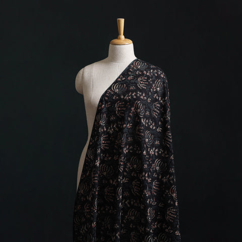 Black - Jahota Hand Block Print Natural Dyed Pure Mul Cotton Fabric 02