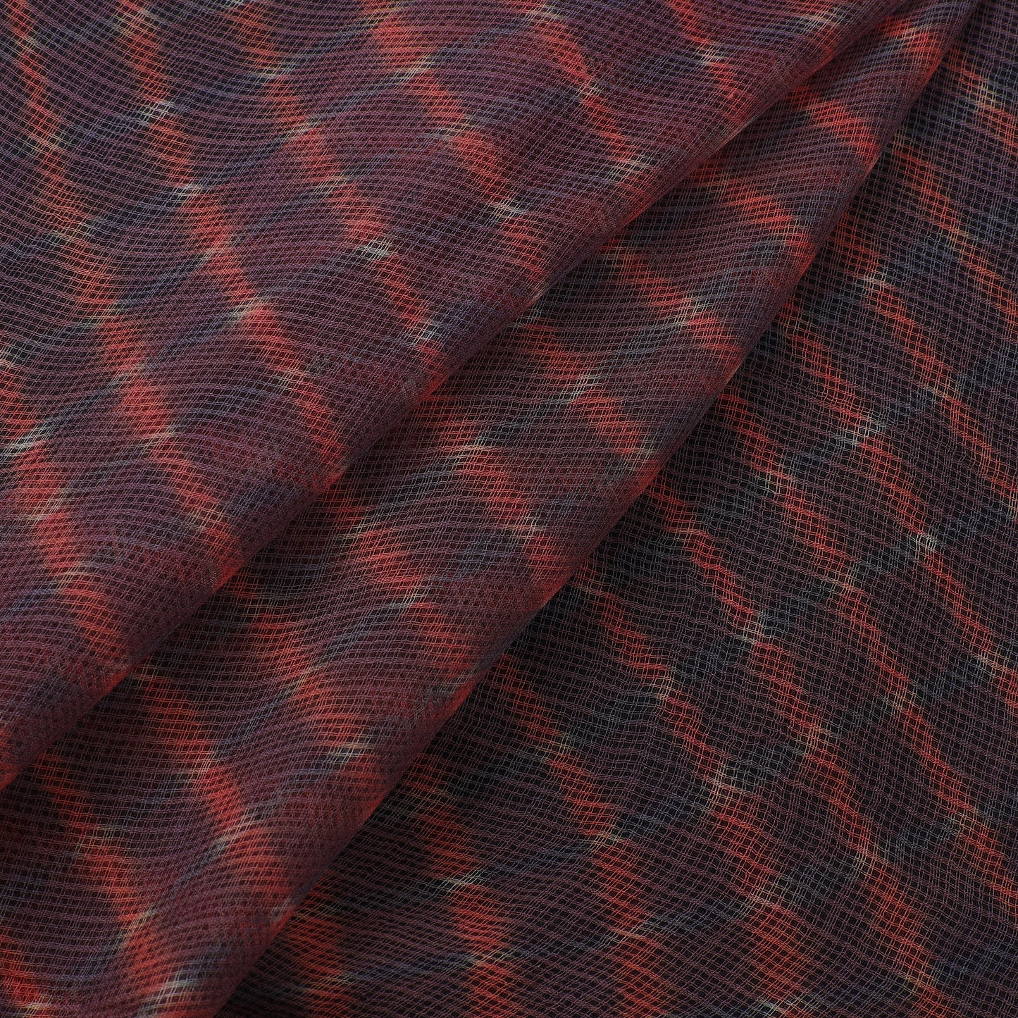 Maroon - Leheriya Tie-Dye Kota Doria Cotton Fabric 97