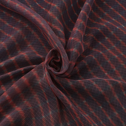 Maroon - Leheriya Tie-Dye Kota Doria Cotton Fabric 97