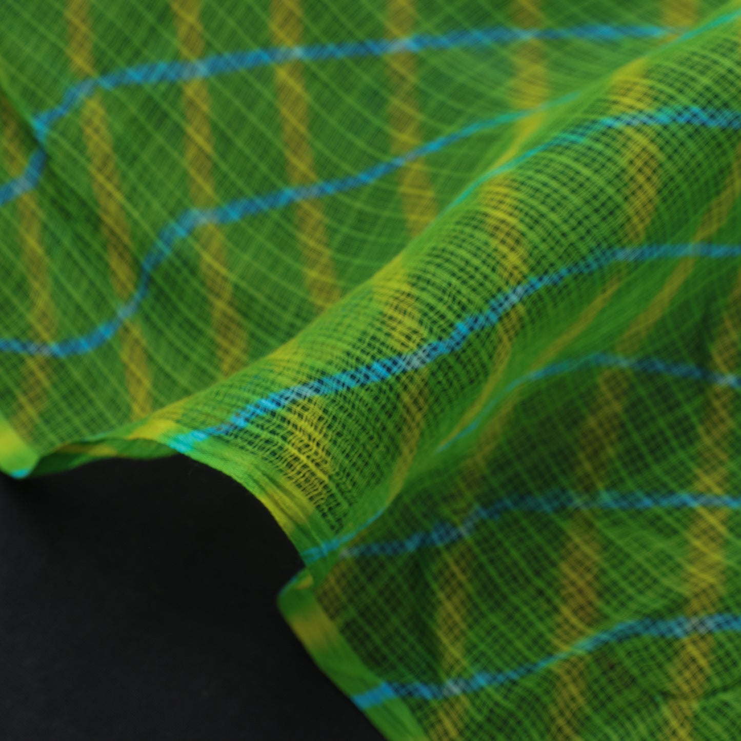 Green - Leheriya Tie-Dye Kota Doria Cotton Fabric 98