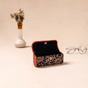 Embossed Leather Flap Kalamkari Spectacle Case by Asalkaar 42