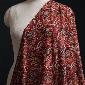 Red - Kalamkari Bagru Hand Block Print Natural Dyed Pure Mul Cotton Fabric 05