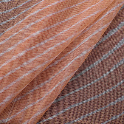Peach - Leheriya Tie-Dye Kota Doria Cotton Fabric 54