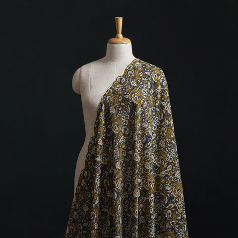 Green - Kalamkari Bagru Hand Block Print Natural Dyed Pure Mul Cotton Fabric 06